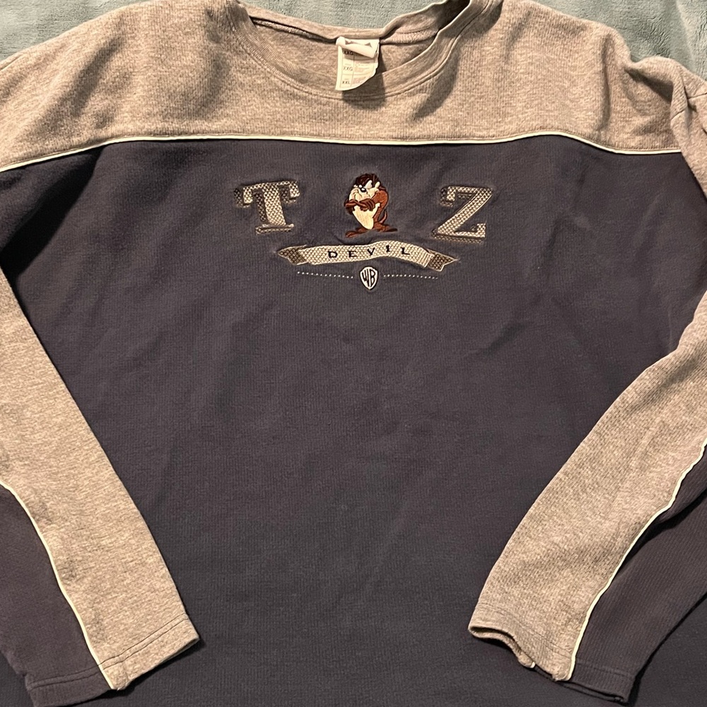 Blue and grey Warner Brothers Tasmanian devil long sleeve size XXL - Picture 2 of 9